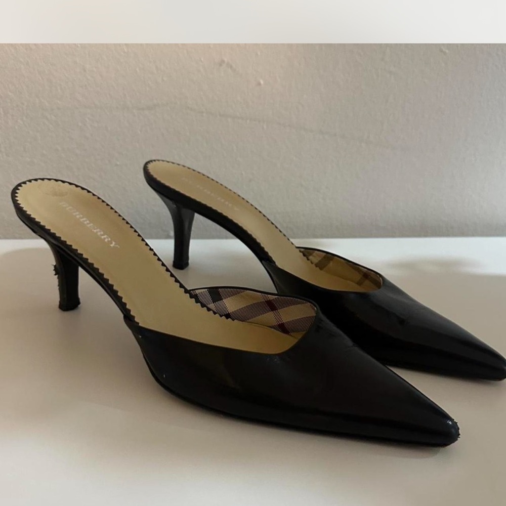 Burberry Black Mules with Kitten Heels